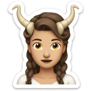 princess hell with horns brown hair sticker