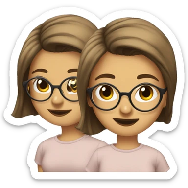 girl with Emma Mayers haircut but in brown and round glsses and aesthetic t shirt sticker