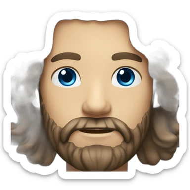 English man with long brunette hair and beard, blue eyes sticker