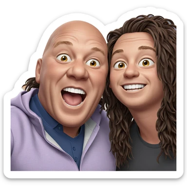 smiling boy with long hair sticker