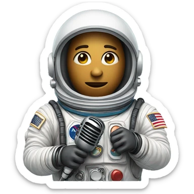 An astronaut with a microphone sticker