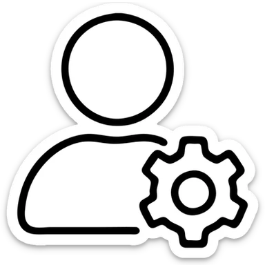 user management icon with single user, outlined, 24 by 24 px, 1 px stroke sticker