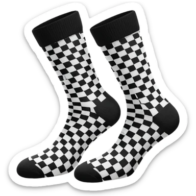 two pairs of black and white checkered socks, simple, clear checkered pattern sticker