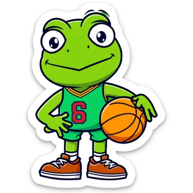 Kermit the Frog wearing a Cleveland Cavaliers #8 basketball jersey, cartoon style sticker