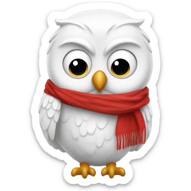 White owl wearing a red scarf  sticker
