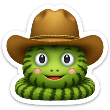 caterpillar emoji with a cowboy hat on sticker
