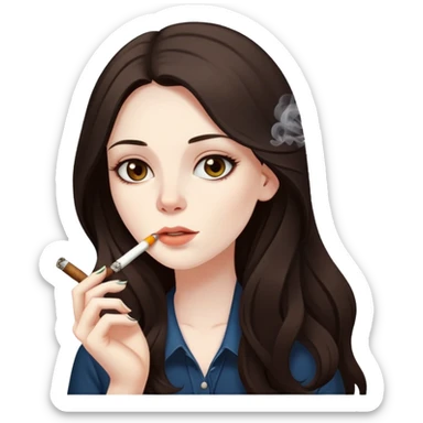 girl with long dark brown hair and pale skin smoking weed  sticker