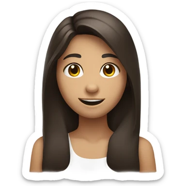 smiling girl with long dark brown hair holding hand up with fingers crossed sticker