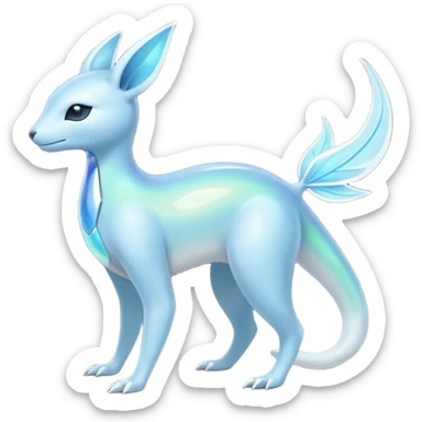 Futuristic Iridescent Ethereal Modern Amaura-Bayleaf-Fakémon-creature-hybrid Full Body sticker