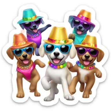Puppies at a disco sticker