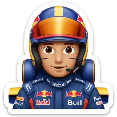 Red bull driver face covered in helmet f1  sticker