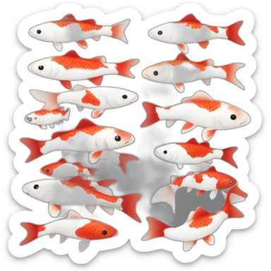 Emoji red and white and black koi sticker
