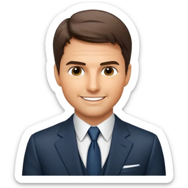 Illustrate Tom Cruise in a suit with sharp look & short hair. sticker