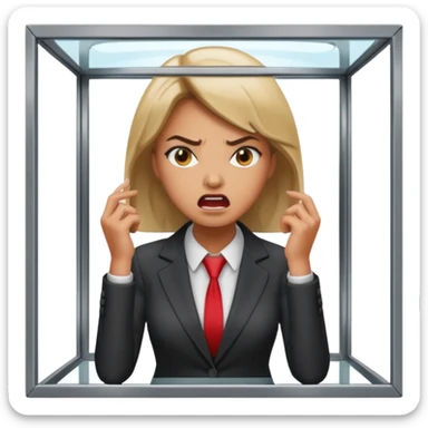 Telephone booth with angry woman inside sticker