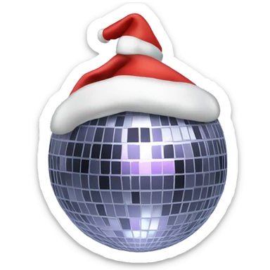 Disco ball with a Santa hat sticker