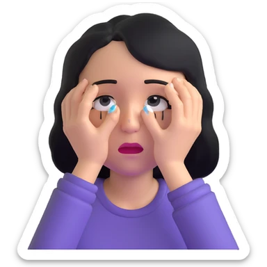 sad woman with tears streaming down her face sticker