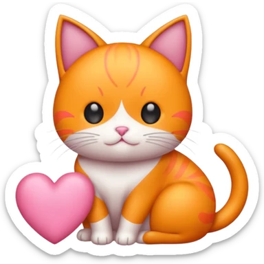Gato naranja corazón rosa cuerpo entero kawaii sticker