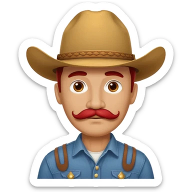 red mustache man with a cowboy hat sticker