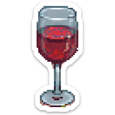 a glass of red wine, pixel art style sticker