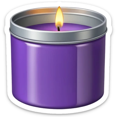 purple candle tin with decorative label sticker