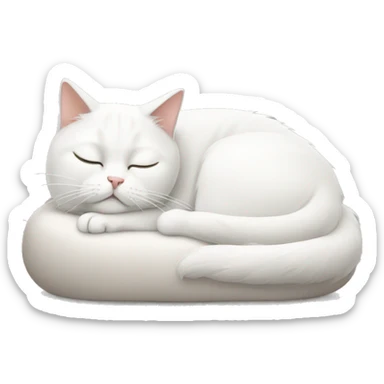 a white cat taking a nap sticker