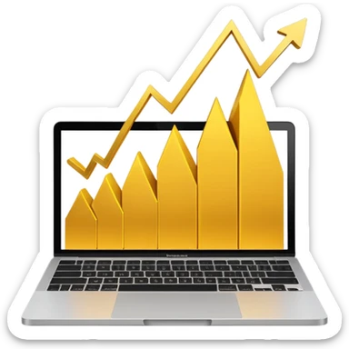 golden increasing chart on mac book screen sticker
