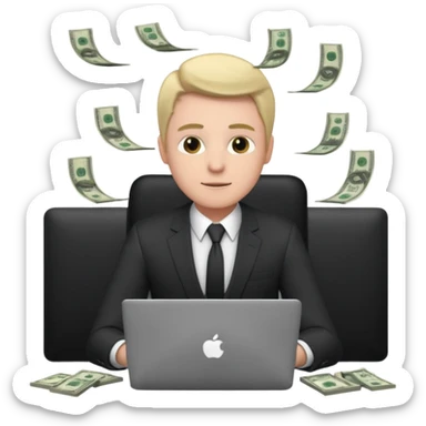 aktien experte er sitz am laptop und verdient durchs traden geld

geld sollte um ihn herum sein sticker