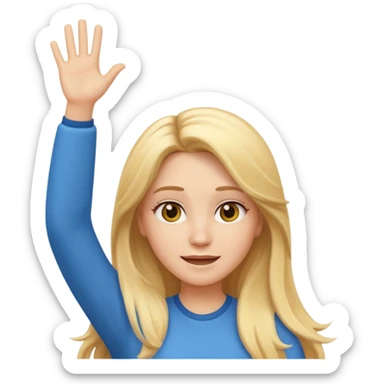I want a white female animated gif emoji with long blonde hair putting hands up in the air sticker