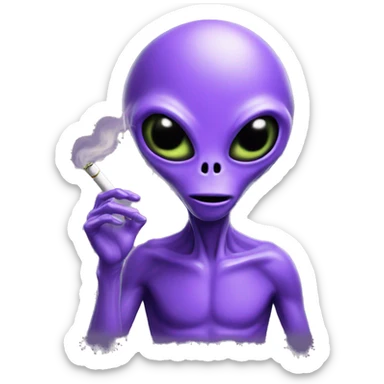 Purple alien with a spliff  sticker