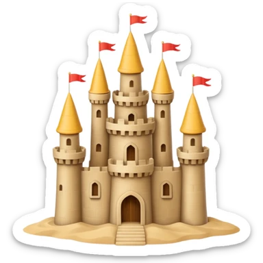 Classic tower sand castle – simple with 4 turrets and a central keep sticker