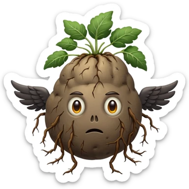 storm cloud and a potato with wings sticker