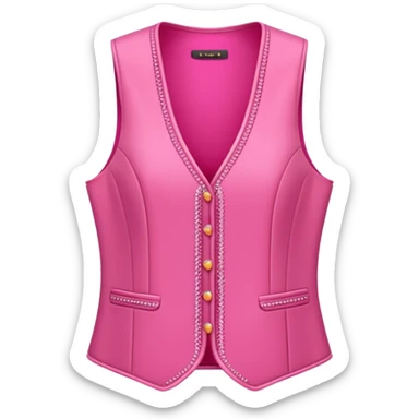 a stylish women’s vest, sleeveless, elegant and decorative design, in a bright pink color with small cute details, feminine and fancy look, no background, ONLY VEST sticker