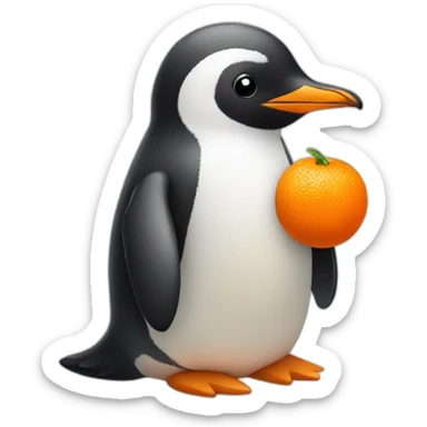 A penguin with tangerine  sticker