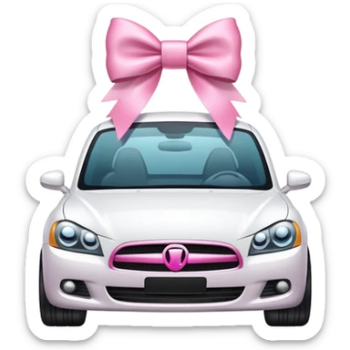 White car with pink bow sticker