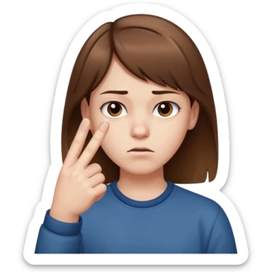 Pale young teenager with brown hair giving middle finger sticker