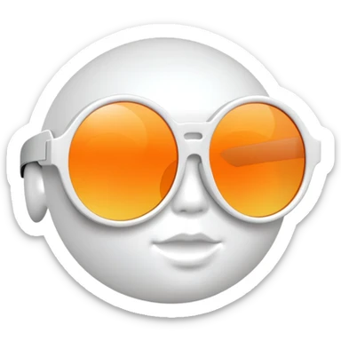oversized round sunglasses with orange tinted lenses and thick white frames, 70s disco style sticker