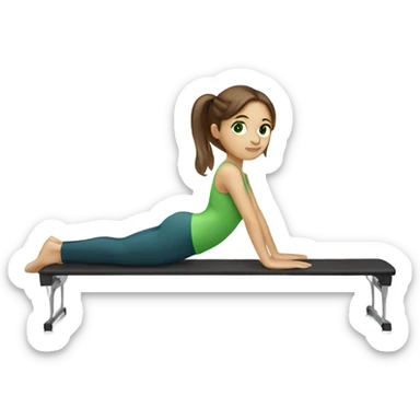 girl with brown hair green eyes doing pilates sticker
