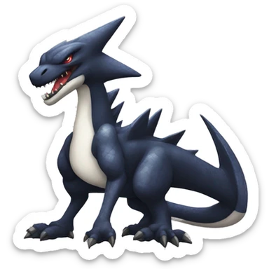 Black Cool Edgy Nargacuga-Garchomp-Sergal Fakémon with Edgy markings,  full body sticker
