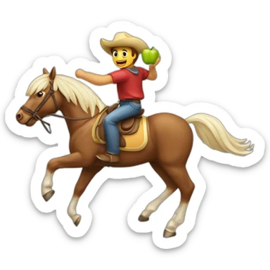 Caballo volando con manzana en la boca sticker