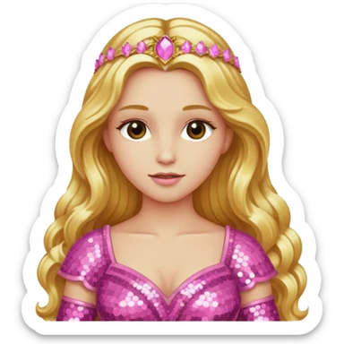 Venus, Goddess of Love with long golden blonde hair, pink sequin outfit sticker