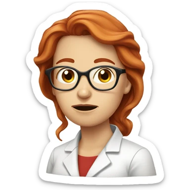 red hair woman nutritionist with glasses sad crying sticker