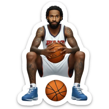 Basketball player with huge tattoo on his leg and God sticker