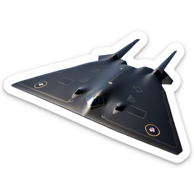B-2 Spirit bomber - Northrop B-2 (Model Year: 2021) (Iconic colour: Stealth black) - A sleek, stealth bomber with smooth, angular contours and a matte jet-black finish. Emphasize a futuristic, minimalist design with a seamless fuselage, low-profile wings, and an overall intimidating stealth aesthetic. sticker