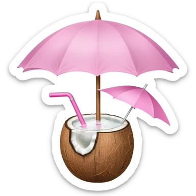coconut drink with light pink umbrella sticker