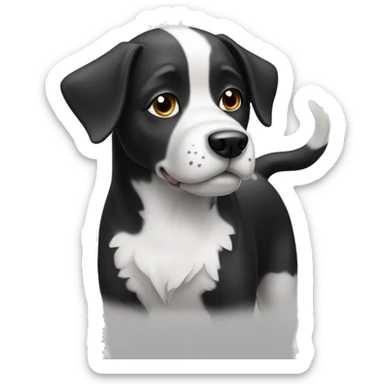 black and white dog  sticker