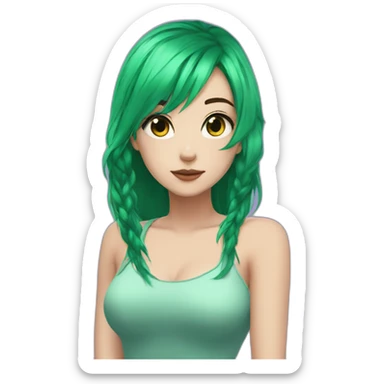 egirl twitch green hair sticker
