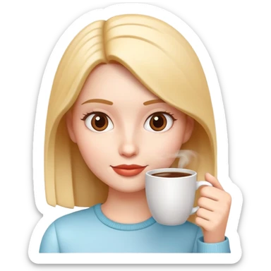generate realistic detailed girl with cup of coffee in hand in 3d style sticker
