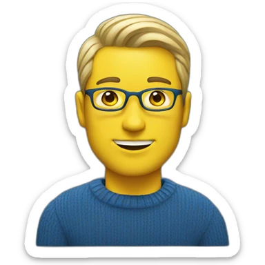 White Man Designer in blue and yellow sweater sticker