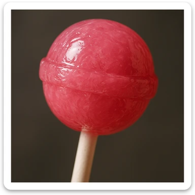 pink lollipop, realistic lighting and texture, macro photography look, glossy candy realism sticker