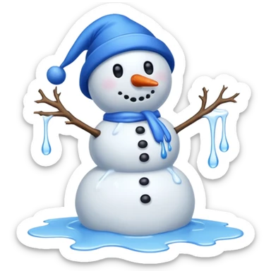 melting snowman with blue hat full body sticker
